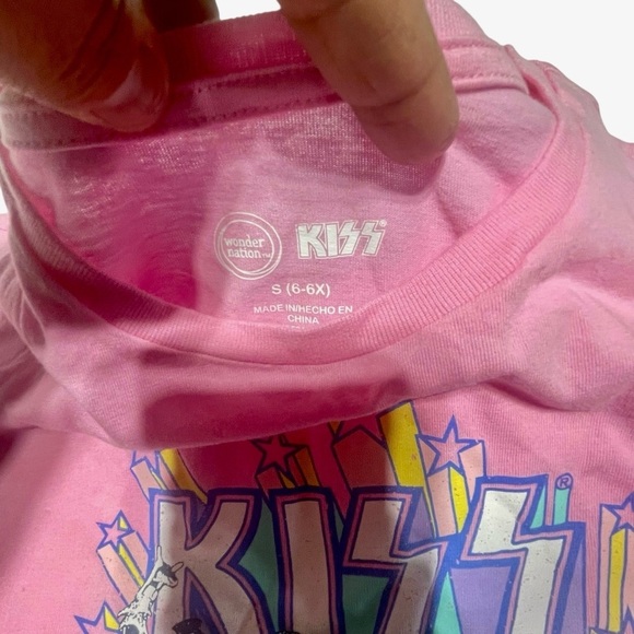 Wonder nation Girls Graphic Cropped T-Shirts - Pink and Black size S 6-6X - Picture 6 of 9